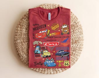 Lightning McQueen Cars Shirt, Retro Cartoon Racing Tee, Route 66 Graphic Shirt, Vintage Racing Cars Tee, Pixar Inspired Tee