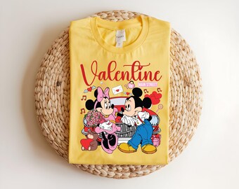 Chemise Mickey Minnie Saint-Valentin, t-shirt couple rétro Disney, chemise Saint-Valentin sur la rue principale, t-shirt voiture Disney vintage, cadeau Disney Saint-Valentin