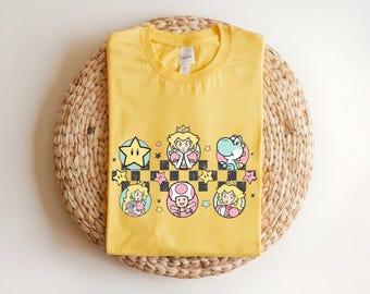 Chemise gamer rétro Yoshi Toadette, princesse Peach, t-shirt Super Mario