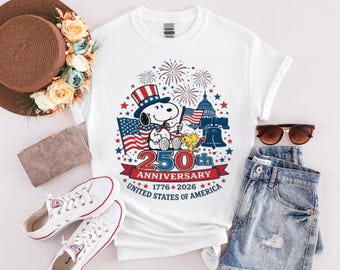 Snoopy America 250 Anniversary Shirt, Patriotic Dog Cartoon Tee, America Celebration Apparel
