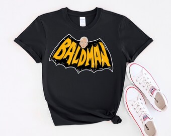 Baldman Shirt One Punch Man Batman Mashup Graphic Tee Saitama Anime Streetwear Tshirt Funny Superhero Manga Merchandise Gift for Anime Fan