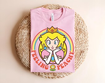 Chemise rétro princesse pêche, t-shirt d'anniversaire Super Mario, sensation pêche