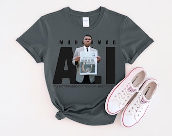 Vintage Muhammad Ali Newspaper Quote T-Shirt Boxing Legend White Tee
