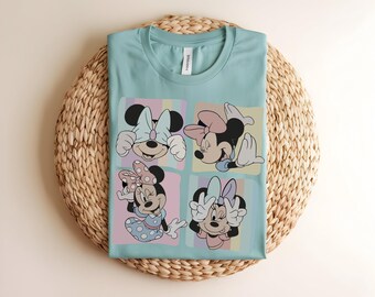 Minnie Mouse Shirt, Retro Minnie Expressions Tee, Cute Disney Panels T-shirt, Disneyland Vacation Apparel, Disney Family Trip Girl Gift