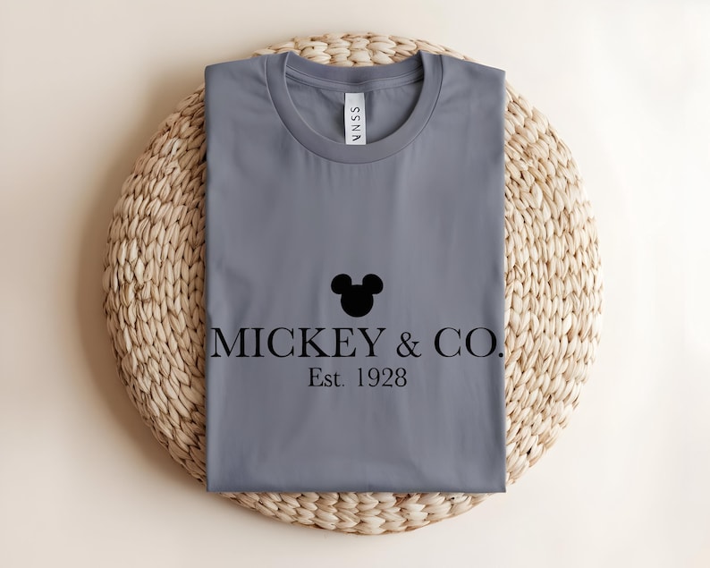 Mickey And Co Shirt, Vintage Disney T-shirt, Minimalist Mickey Tee, Est 1928 Disney Shirt, Disneyland Trip Apparel, Aesthetic Disney Gift bild 1