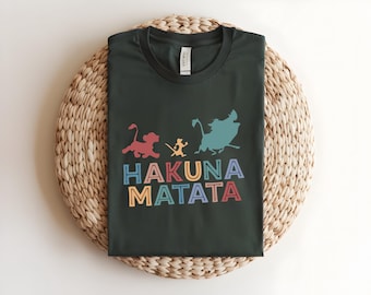 Chemise Hakuna Matata, t-shirt rétro du roi lion, t-shirt le roi lion, chemise safari Disney vintage, t-shirt Timon et Pumbaa, cadeau voyage en famille Disney