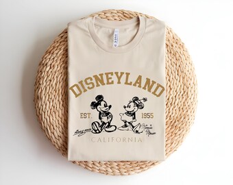 vintage Disneyland Est 1955 Mickey Minnie Sketch T-shirt California Trip Wear
