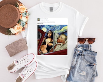 Van Gogh Mona Lisa Meme T-Shirt: Starry Night Art Print Tee