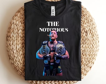 Conor McGregor The Notorious T-Shirt UFC Double Champ Black Tee