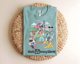 T-shirt Walt Disney World, chemise de voyage Disney vintage, t-shirt rétro Mickey Mouse, vacances en famille Disney, vêtements graphiques du château de Disneyland