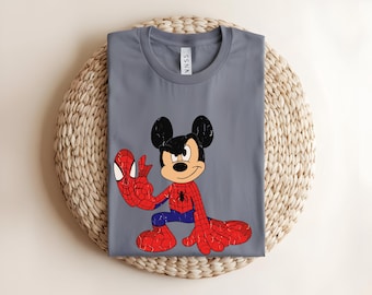 Chemise Mickey Spider Man, t-shirt super-héros Disney, t-shirt Marvel rétro, t-shirt graphique Mickey araignée vintage, cadeau de vacances en famille Disneyland