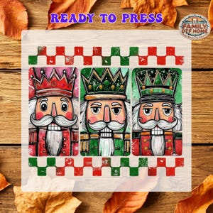 Retro Nutcracker DTF Transfer, Red Green Checkered Holiday Ready to Press, Christmas Nutcracker Soldier Heat Transfer, Christmas Shirt Print