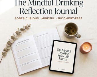Reflectiedagboek Mindful drinken | Sober nieuwsgierig afdrukbare planner | Alcoholvrije gewoonte- en triggertracker | Direct downloaden