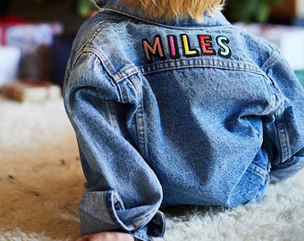 kids personalised denim jacket