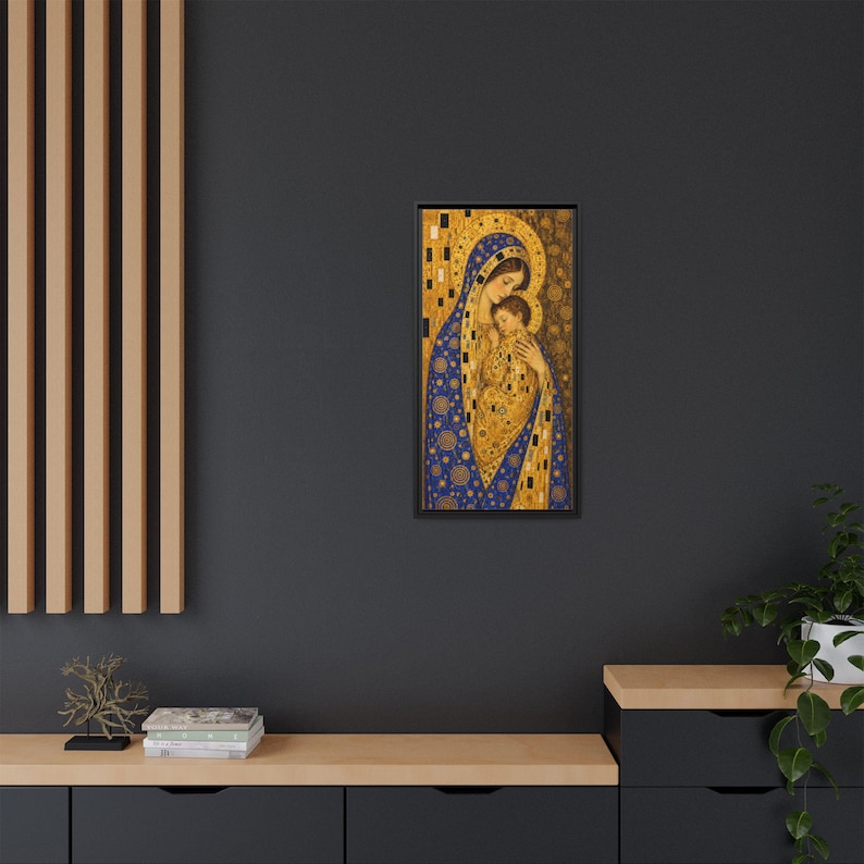 Madonna and Child Icon Matte Canvas Framed | Religious Wall Art, 16"x32" image 4