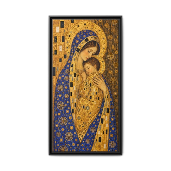Madonna and Child Icon Matte Canvas Framed | Religious Wall Art, 16"x32"