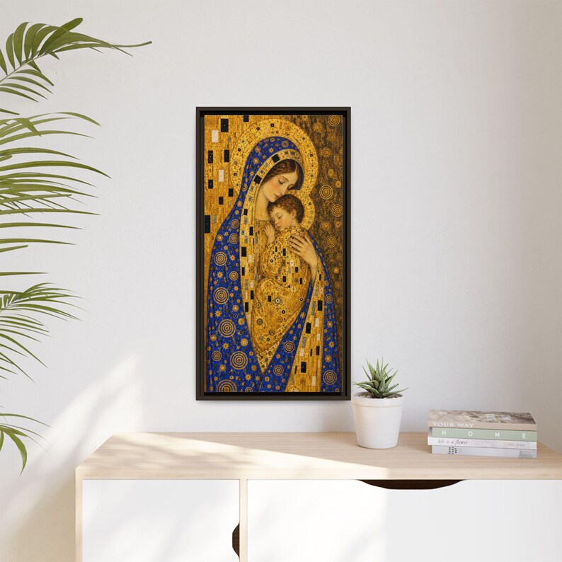 Madonna and Child Icon Matte Canvas Framed | Religious Wall Art, 16"x32" image 7