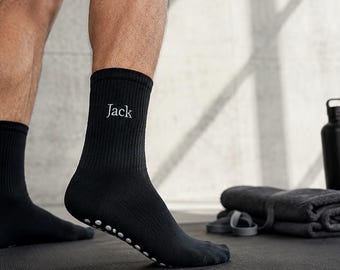 Personalized Embroidered Grip Socks | Custom Name Non-Slip Pilates Yoga Fitness Socks