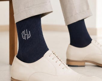 Personalized Embroidered Groom Socks – Custom Monogram Wedding Socks with Name & Date