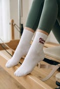 Personalized Embroidered Grip Socks – Custom Names, Dates, Logos for Pilates & Dance