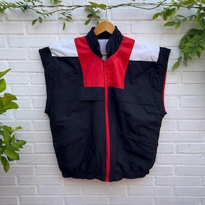 Vintage puffer vest men's 3XL 80s, plus size raglan bomber ski padded waistcoat