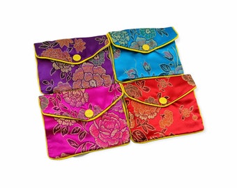 Bulk set of 10 beautiful Chinese silk pouches