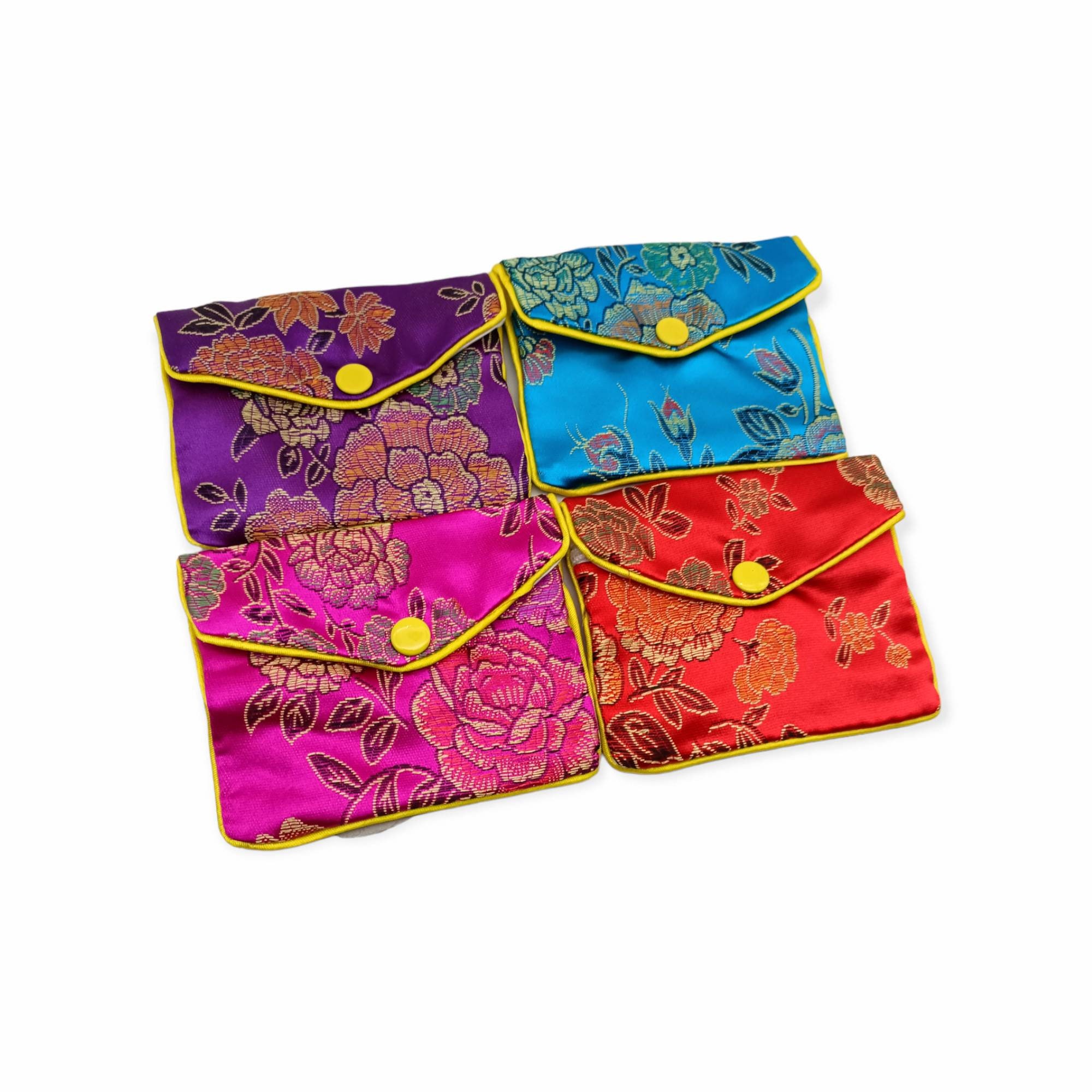 NBEADS 12 Pcs Silk Drawstring Jewelry Bags, 4.7x5.5 Flower Embroidered  Brocade Bags Chinese Silk Jewelry Bags Gift Wrapping Pouches Purse Bag for