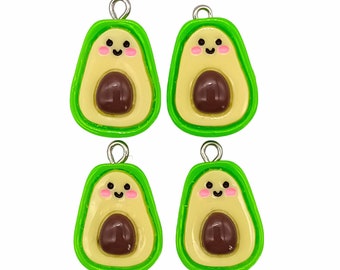 Set of 4 cute avocado charms