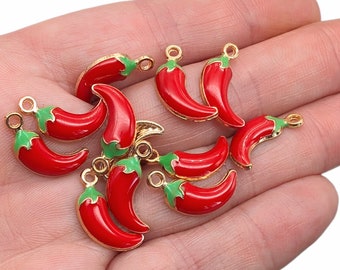 NEW Set of 10pcs red pepper charms