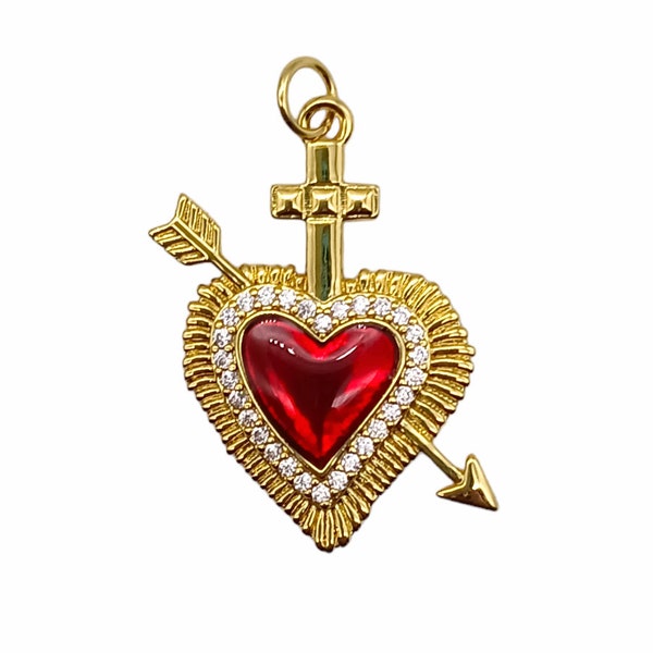 NEW 18k gold plated sacred heart charms