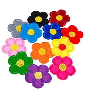 Set of 10 gorgeous iron on flower patches, choose your colour!