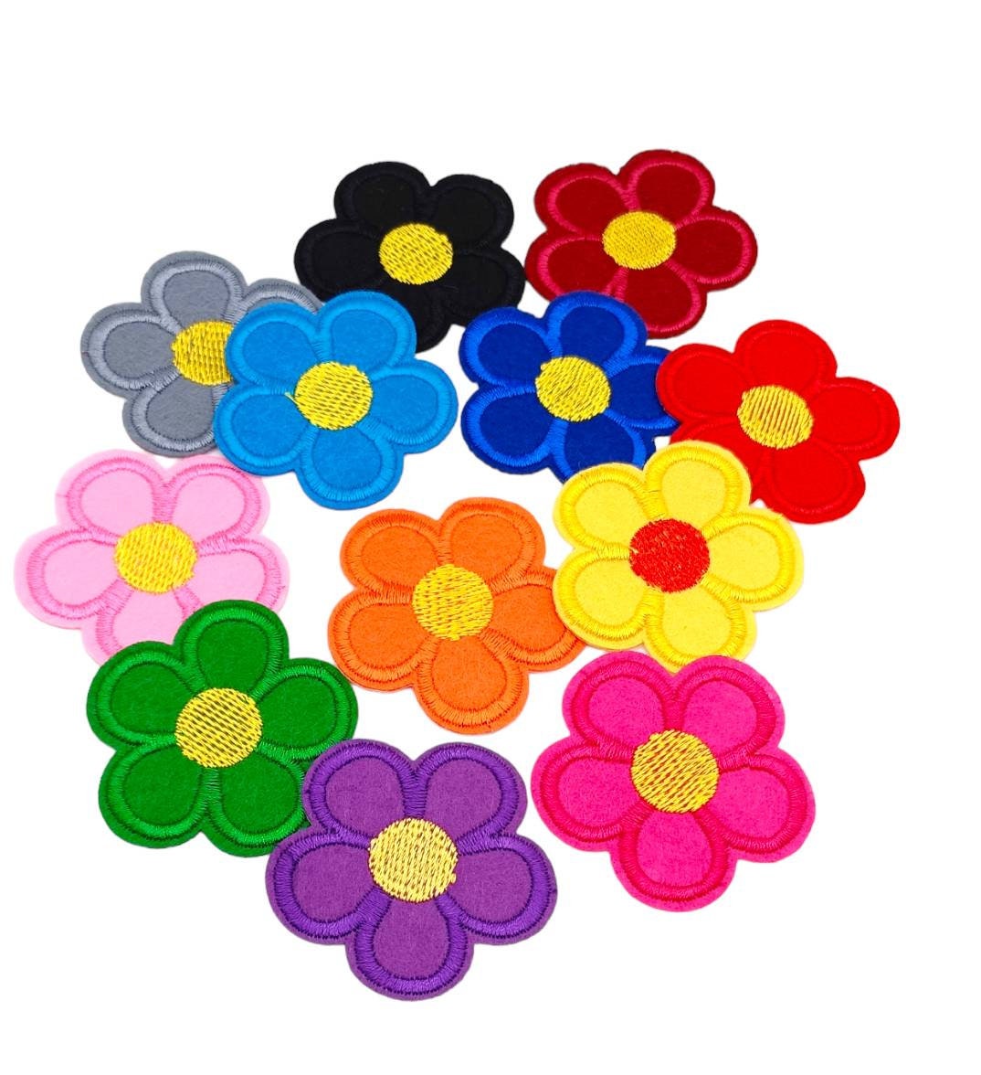 Jacket, patch, flower, jean, yellow, orange, red, pink, fly