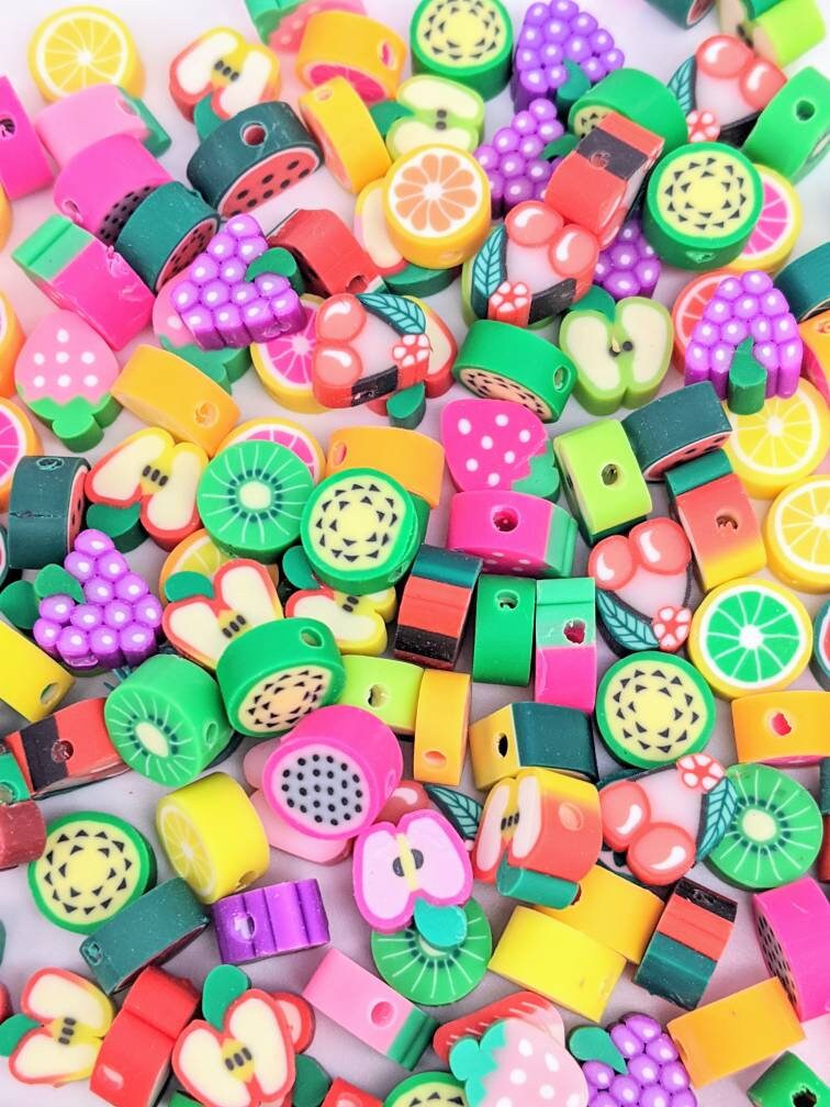Polymer Clay Fruit Beads 20 or 100 Etsy