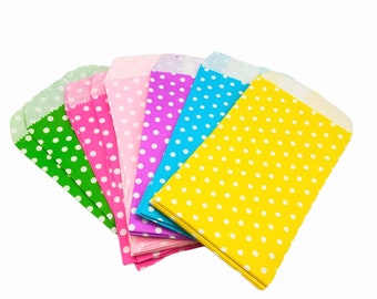 Mini Kraft Paper Gift Bags: Polka Dot Party Favor Bags. 25pcs or bulk buy 100