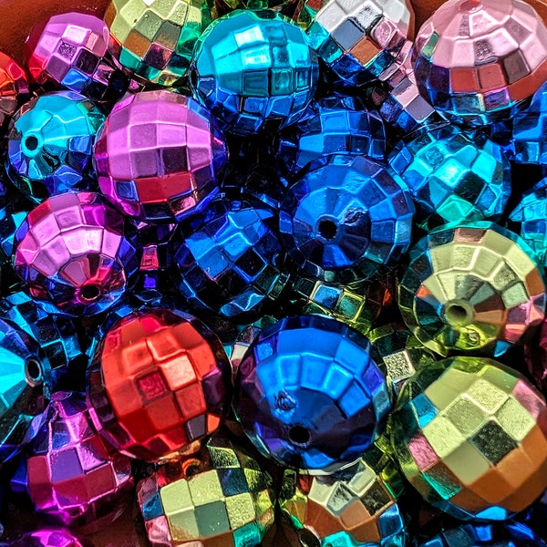 NEW Awesome chunky disco ball beads in bright rainbow colours! 20mm