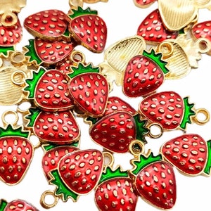 Set of 10 strawberry charms