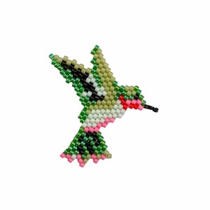 Hermoso colibrí hecho a mano con cuentas de semillas