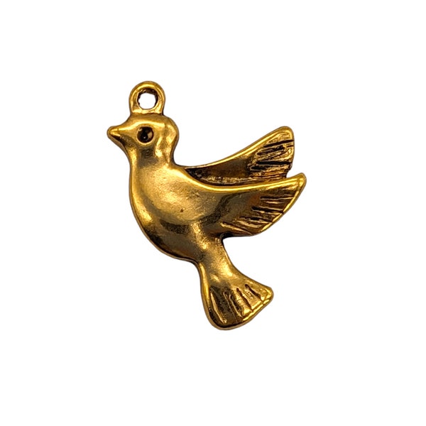 10 x antique gold bird charms