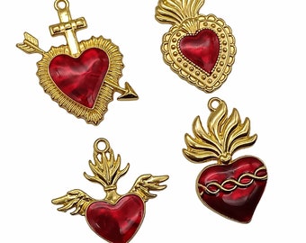 NEW Stunning set of 4pcs sacred heart charms
