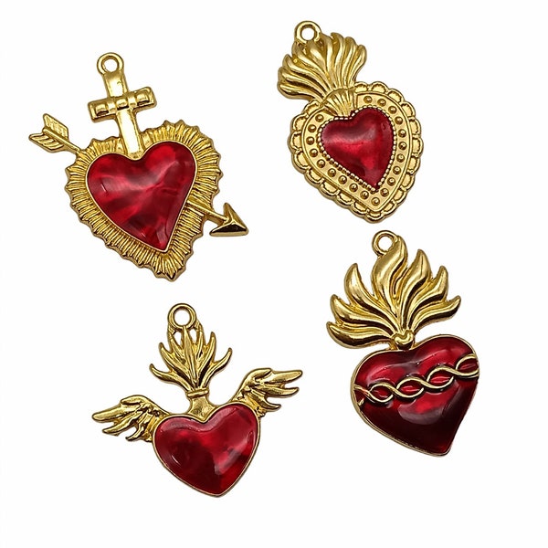 NEW Stunning set of 4pcs sacred heart charms