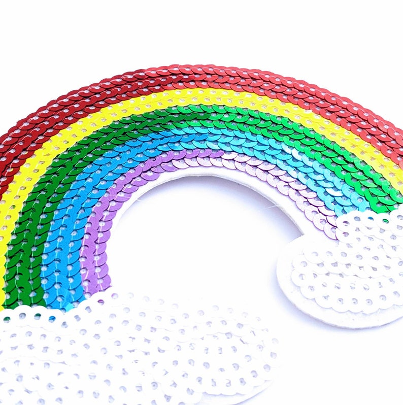 Sequin Rainbow Applique Patches Etsy UK