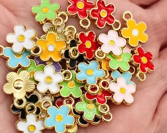 Mixed set of 10 little daisy charms or bulk buy 100!