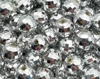Sets of 12mm silver disco ball beads!