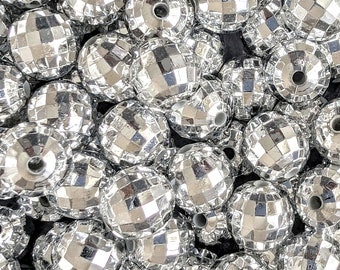 25pcs/50pcs 12mm silver disco ball beads!