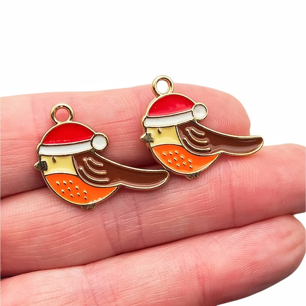 Stunning quality Christmas robin charms