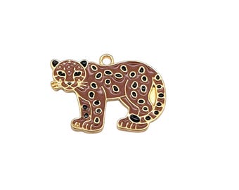 NEW Leopard Charms: Enamel, Gold Toned, Animal Theme