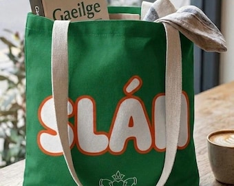 Irish Language Tote Bag – SLÁN Claddagh Design, Gaeilge Gift