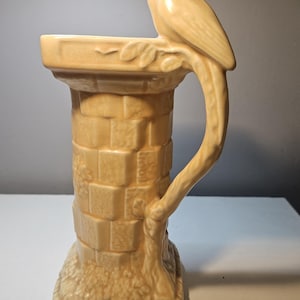 Vintage fågelbad och undulatkanna från Wade Heath från 1930-talet | Art Deco-kanna i engelsk keramik | Gul undulatvas i keramisk form | Wade Eng