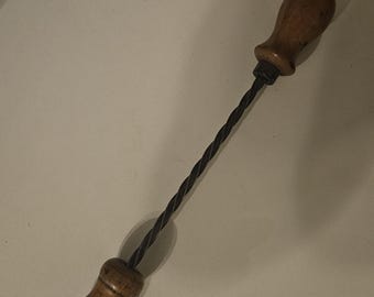 Vintage Archimedes duwboor | Antieke spiraalvormige handboor | Miniatuur gereedschap voor houtbewerking en sieraden