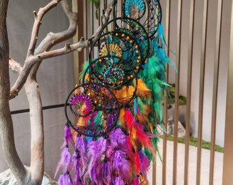 Native American Dream catcher net ornament DIY hand woven wind chime feather decoration small pendant
